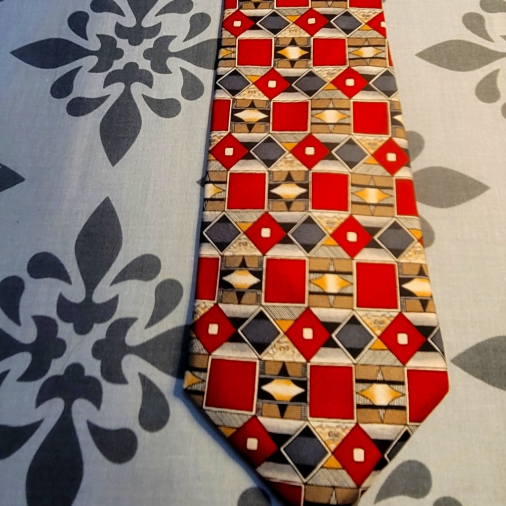 Sutter & Grant Men's Red, Black and Gold Silk Tie